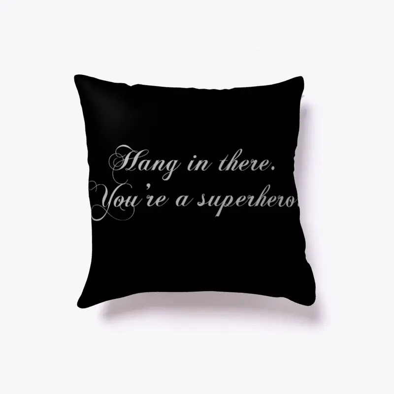 Superhero accent pillow silver print